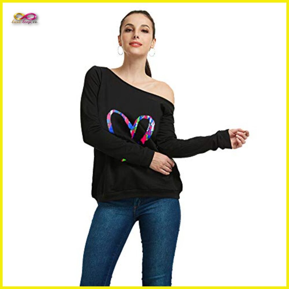 Off Shoulder Pullover Sweatshirt Oversized Slouch… - image 3